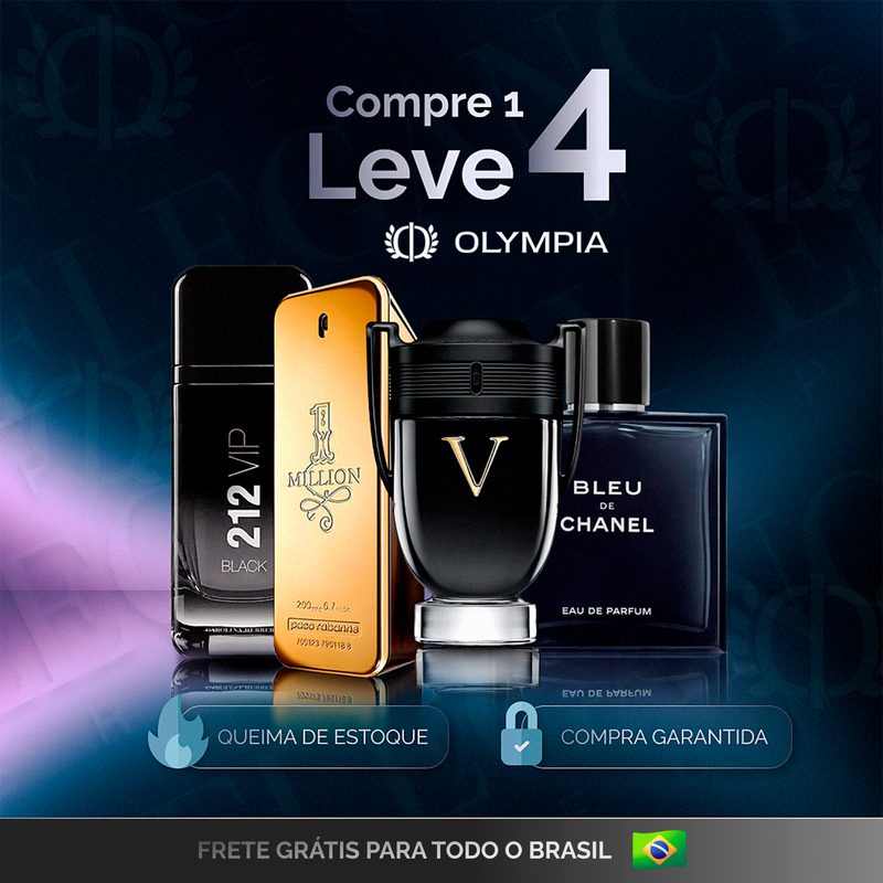 Kit 4 Perfumes Masculinos Importados (100ml) - 1 million | 212 black | Invictus V| Bleu - [QUEIMA DE ESTOQUE]