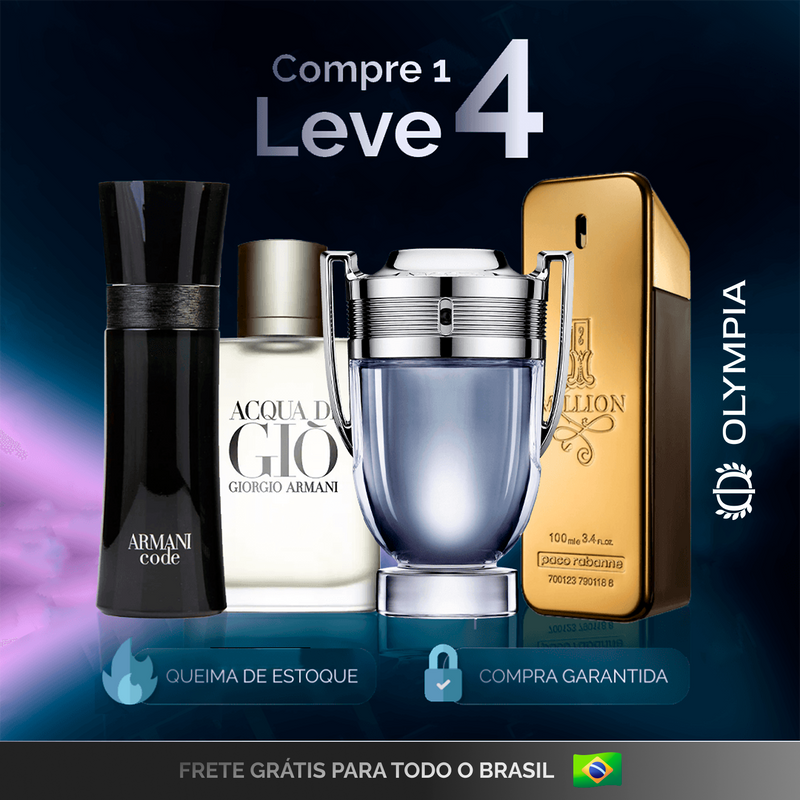 Kit 4 Perfumes Importados (100ml) - 1 million | Armani Code |Acqua di Gio | Invictus - [QUEIMA DE ESTOQUE]